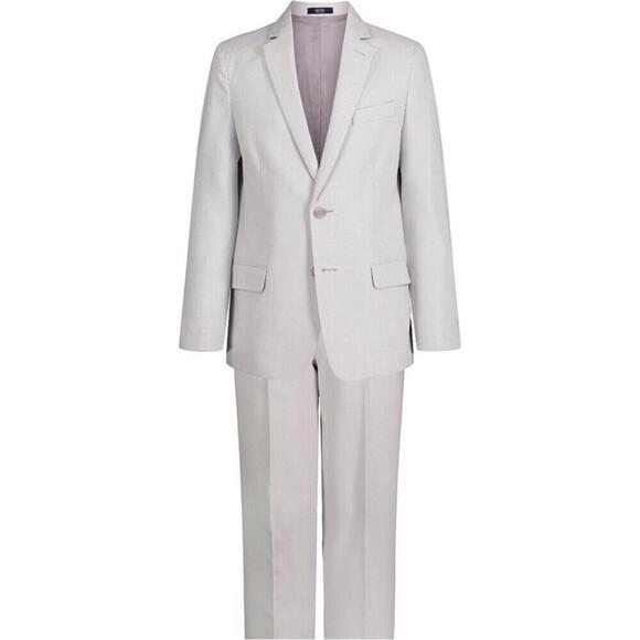Nautica Big Boys Pindot 2 Piece Suit Set Light Grey, boy suit top and bottom 10 - Picture 1 of 12